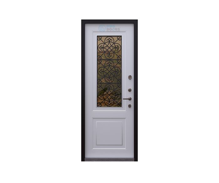 Входная дверь «Fusion сложный» с верхней фрамугой, остеклением и терморазрывом