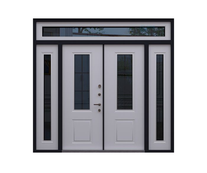 Входная дверь «Fusion» с боковыми и верхней фрамугами с утеплением и терморазрывом