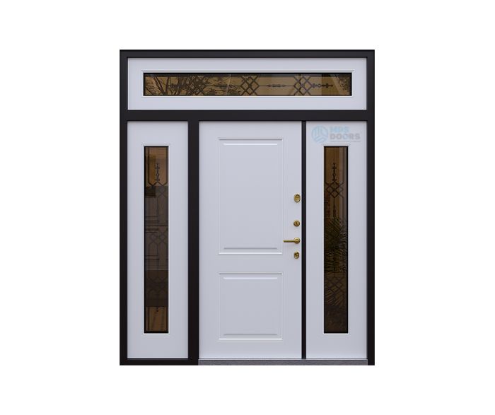 Входная дверь «Lion» с фрамугой, боковым остеклением и терморазрывом