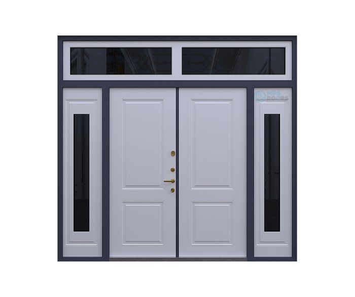 Входная дверь «Lion» с фрамугой, боковыми стеклами и терморазрывом