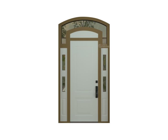 Арочные входная дверь «Lion» с фрамугой, боковым остеклением и терморазрывом