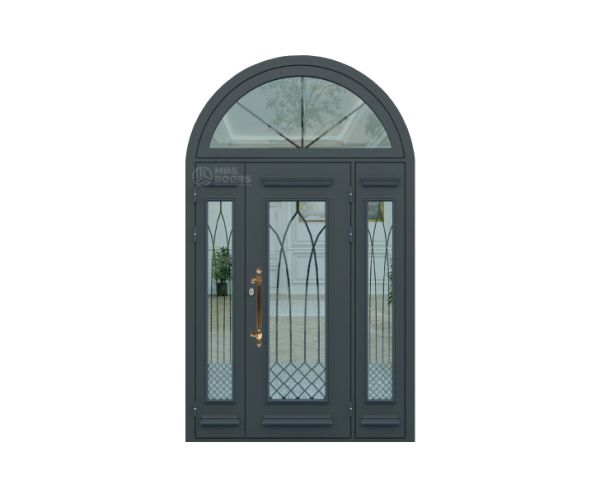 Арочные металлические двери «Бастион» с боковыми и верхней фрамугами