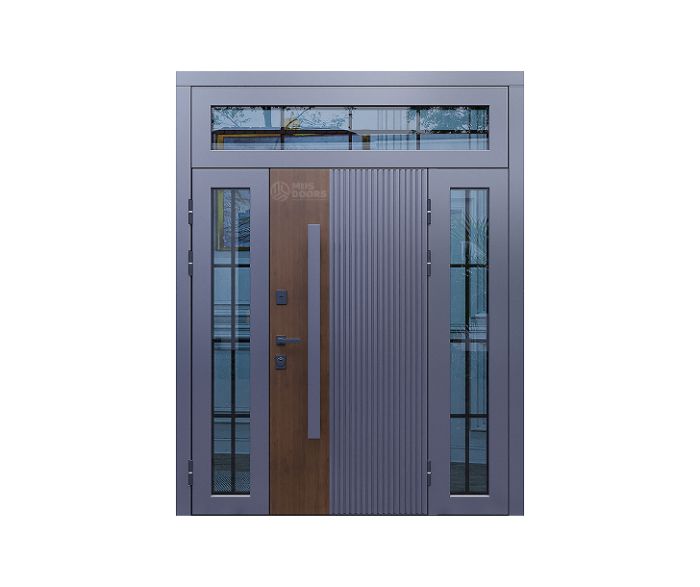 Входная дверь «Fusion Hi-tech» с боковыми и верхней фрамугами, утеплением и терморазрывом