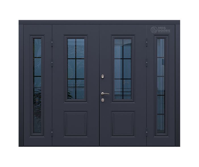 Двустворчатая входная дверь «Fusion» с боковыми фрамугами, утеплением и терморазрывом