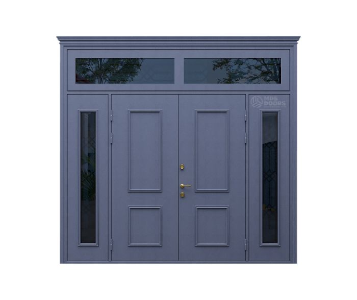 Входная дверь «Lion» с фрамугой, боковыми стеклами и терморазрывом